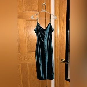 Emerald green satin midi dress! Size 4